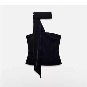 Zara Black Velvet Neck Scarf Top